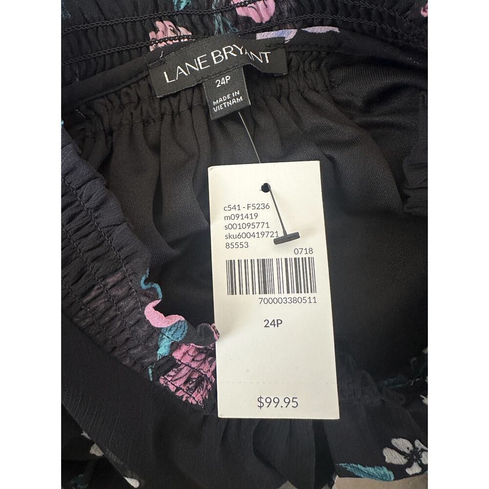 NWT Lane Bryant Floral Dress Black Smocked Keyhole Chiffon Plus Size 24 P - Picture 9 of 14